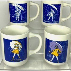 Vintage Coffee Mugs , Morton Salt Set of 4
